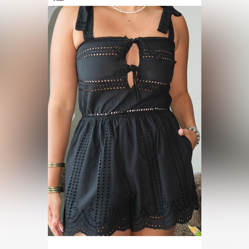 Black Eyelet Romper